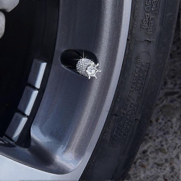 Diamant bildäck kepsformad bil däck ventilkåpa 4 st vit