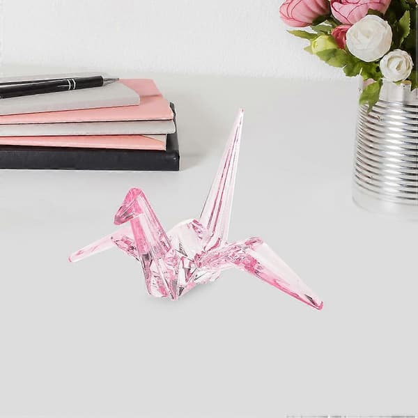 2 stk rosa origami-trane akrylmodell dekorasjon til barnebursdag