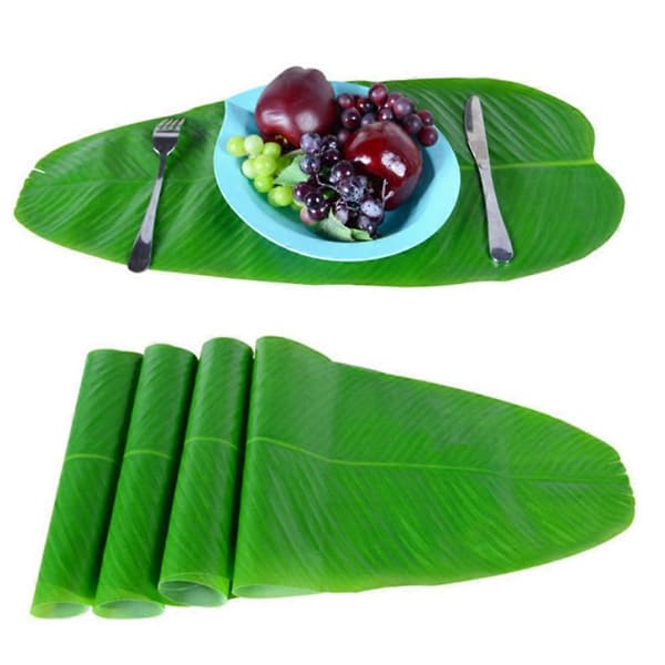 Bananblader Bordmatte Simulering Blader Dekkebrikke Festdekorasjoner 5 stk