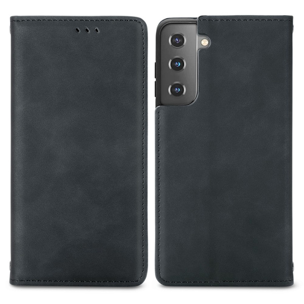 Samsung Galaxy S22 Plus Flip Cover Retro Læder Sort 45