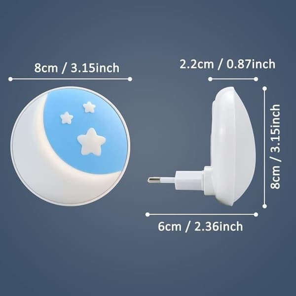 Nattlys for barn - 2-pakning - Skumring-til-daggry-sensor - Stjernedesign