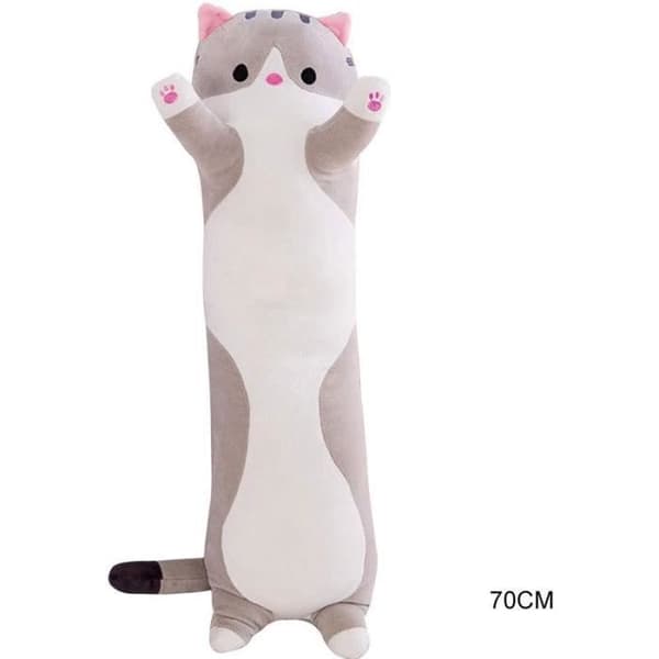 Plysdyr - YSTP - Kat - Grå - 70 cm - Blød