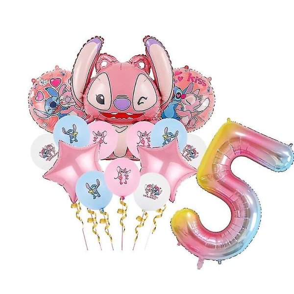Pink Stitch Födelsedagsfest Dekoration Lilo And Stitch Tema Bordsservis Angel Ballong Tallrikar Koppar Tillbehör För Barn Flickor hög kvalitet