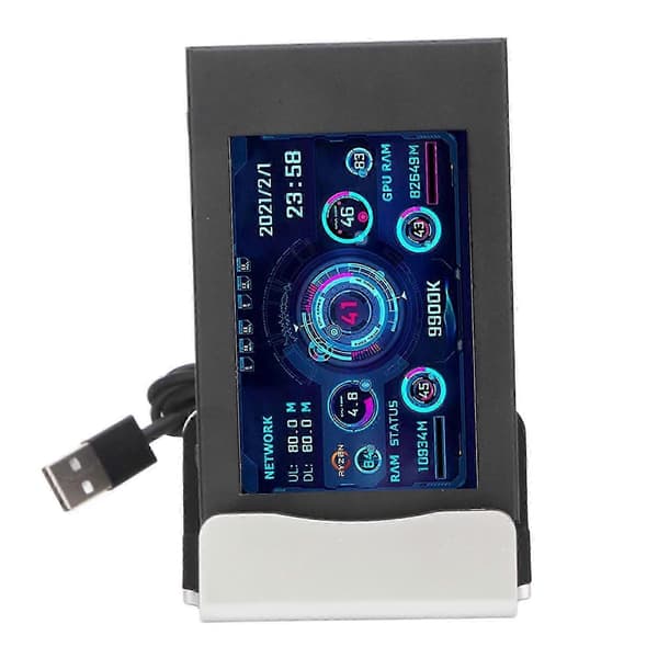 Computertemperaturmonitor 3,5 tommer IPS dæmpbar temaeditor automatisk slukning USB-strøm PC CPU-datamonitor til GPU RAM-tid