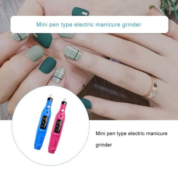 Mini elektrisk neglepolerer, penstil, lyserød og rød, europæisk standard