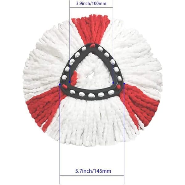 Sæt med 2 moppehoveder kompatible med Vileda 2 i 1 Turbo Moppe erstatningshoved, mikrofiber, rød, hvid.