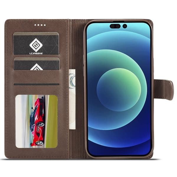 LC.IMEEKE Pung Etui iPhone 15 Pro - Kunstlæder - Brun