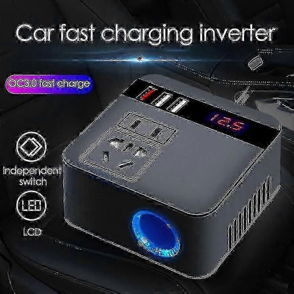 Strømomformer 300w 12v 24v DC til AC-omformer med 3 USB hurtiglading for bilcamping utendørs bruk