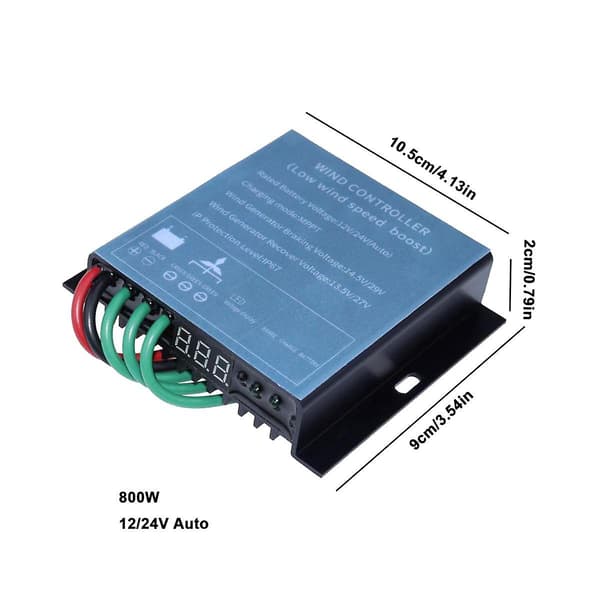 Vindgenerator Controller 12/24V 800W MPPT Vindladningscontroller Vindturbinegenerator Controller Blue