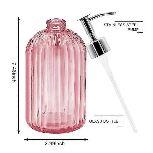 2-pack tvålpumpflaska i glas med pump, för badrum (rosa) Edition 0210