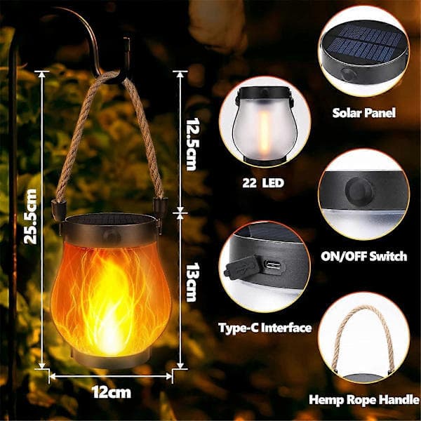 Solar lights with flickering flame for the garden