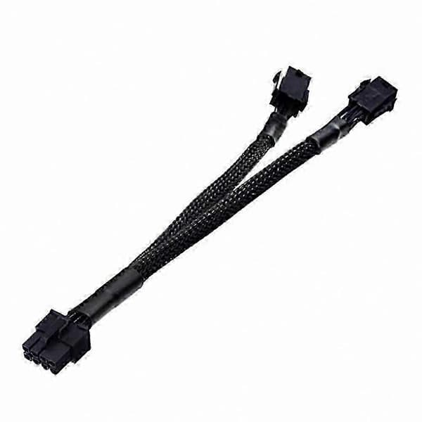 6-pin til 8-pin GPU strømadapterkabel, flettet hylse, 20 cm lengde Black