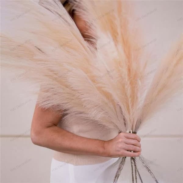 Pampas Blomstervase - Rosa Pampasgress - 1 Stykke - Kunstige Blomster - Bryllupsdekorasjon - Plast