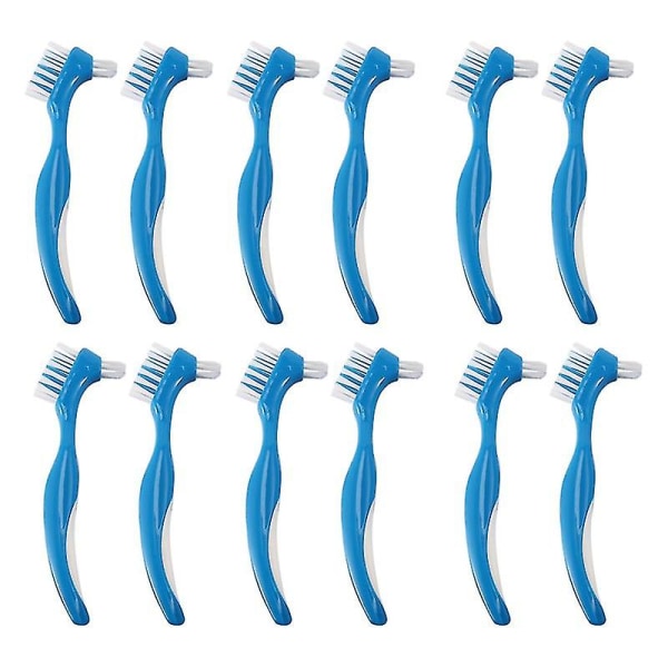 12 Pack hammasproteesiharja Kova hammasproteesin puhdistusharja tekohammasharja