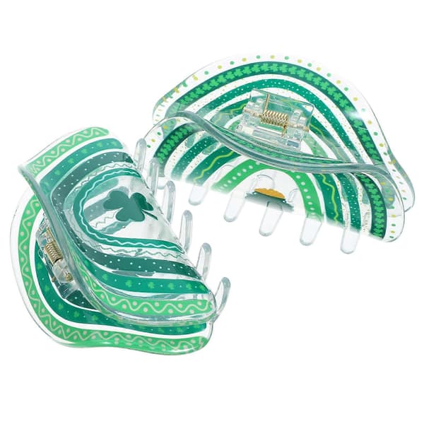Grønne hårklør til dekorasjon St. Patrick's Day-klemmer 2 stk PVC