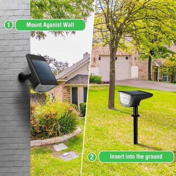 Solcellelampe - Ikke specificeret - 2 stk - 32 LED'er - 3 tilstande - IP65 vandtæt