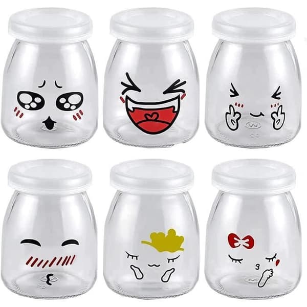 Glas Yoghurtglas - 6 Styk - 150ml - Lufttætte Låg - Ideel til Desserter