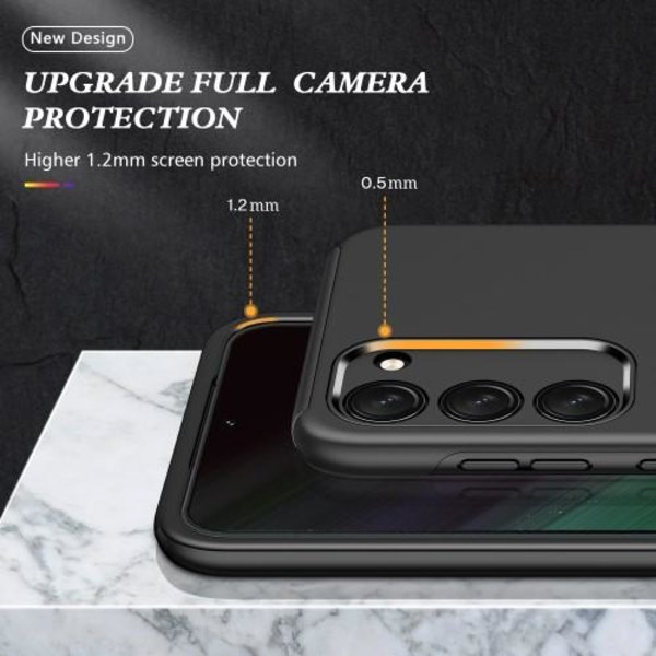 Yhteensopiva Samsung Galaxy S23+ Hybridikuoren kanssa sormirenkaalla - Musta Black Svart