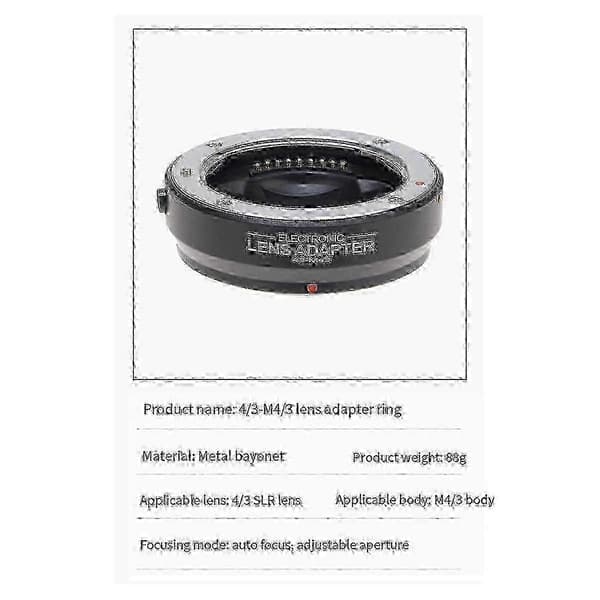 Kameraobjektivadapterring til Panasonic M4/3 Autofokus Sort Metalmontering