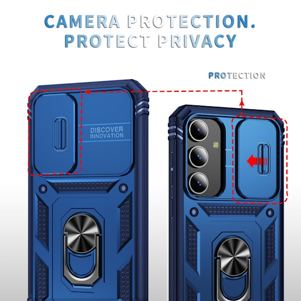 Galaxy S24 Plus -kotelo CamShield Ring Hybrid Armor Sininen 73