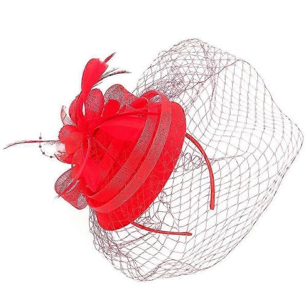Rød Fascinator Te Selskab Hat Hårbånd til Dekoration