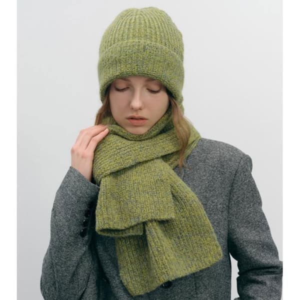 Damvinterhalsduk och mössa XJYDNCG Minimalistisk stil - Mossgrön