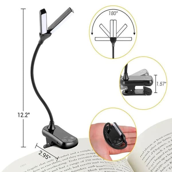 Leselampe - Fleksibel - USB oppladbar - 14 LED - Moderne design