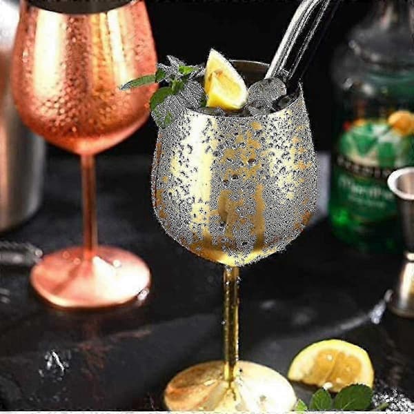 Vinglas i guld, 2 cocktailglas i rostfritt stål