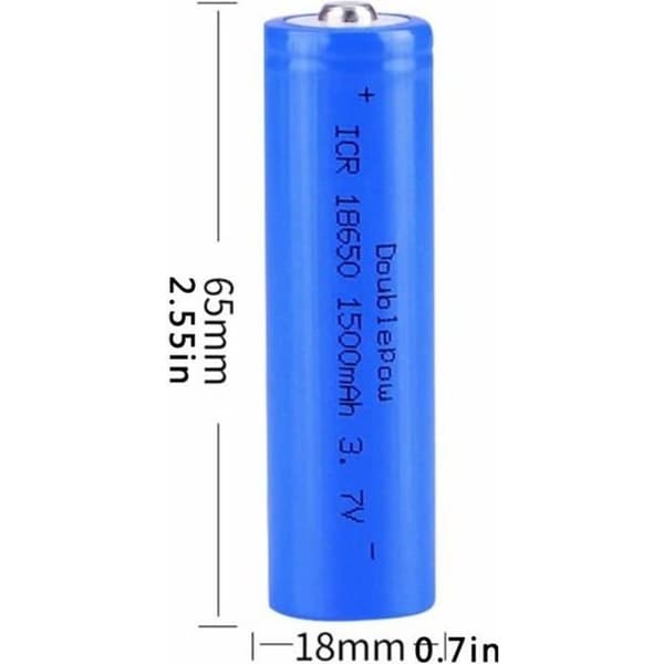 18650 Batteri - OUTAD - 1500mAh - 3.7V - Oppladbart - 2 stk - Blå