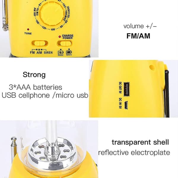 LED-campinglampa, solcellsdriven uppladdningsbar