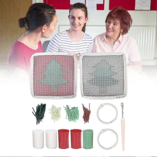 Gör-det-själv Latch Hook Kit Julgransmönster Mjuk Polyester Koppmatta Heminredning
