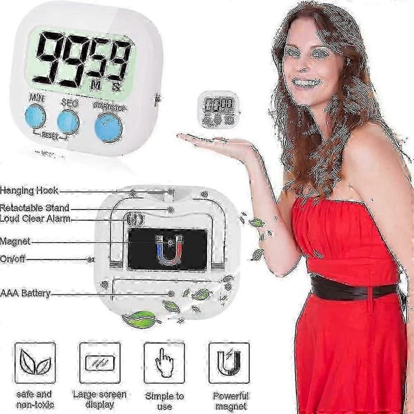 4-delt multifunktionel elektronisk timer, læringsstyringstimer, velegnet til køkken, studie og arbejde udgave 0820 5 5