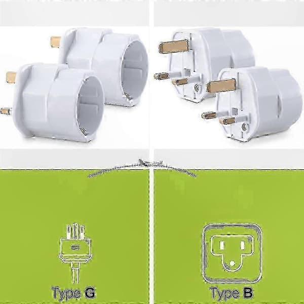2-pak G-type stikadapter til europæisk til britisk standardkonvertering