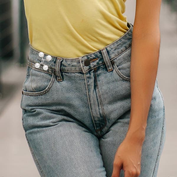 Justerbare jeansknapper midjeklips i legering for 4 stk hvite spikerfrie