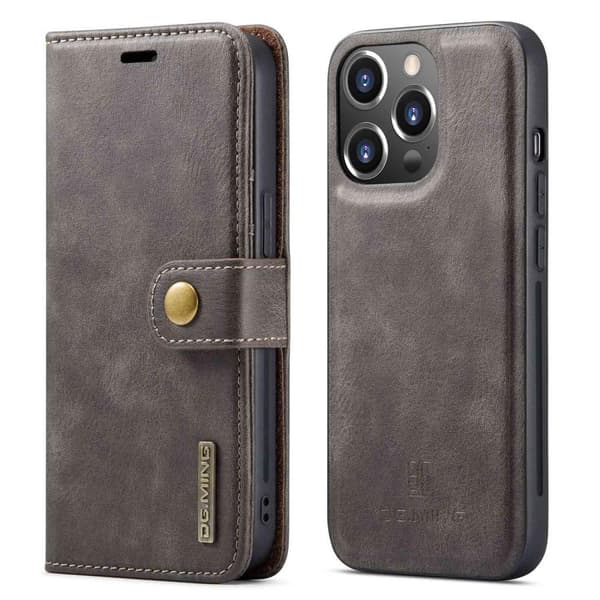 DG MING iPhone 14 Pro 2-i-1 Magnet Pung Etui - Grå grå gray