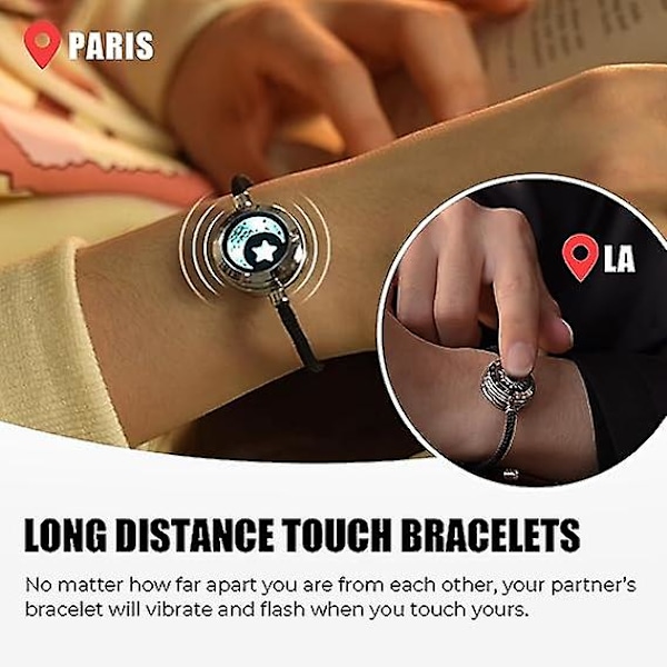 Long Distance Touch Armband För Par, Vibration & Light Up For Love Par Armband Bluetooth Parning Smycken
