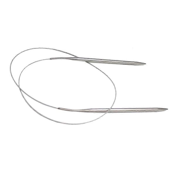 Cirkulära stickor i rostfritt stål för stickning 84 cm silver