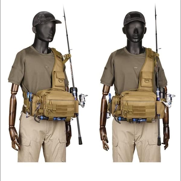 Fiskevesker, khaki farge, egnet for menn