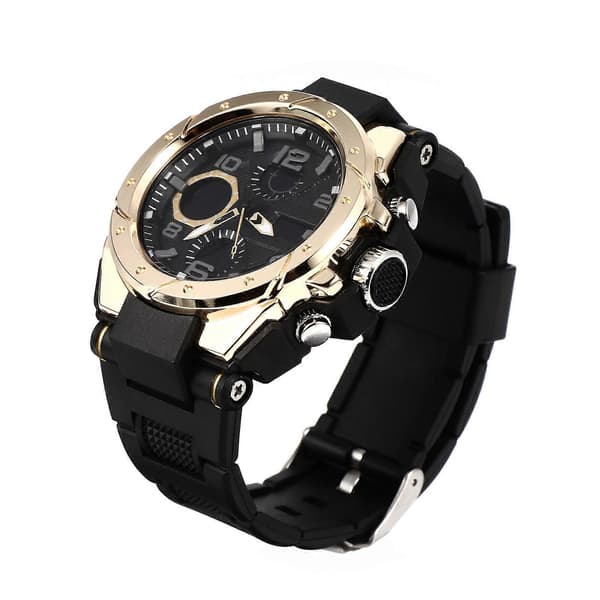Multifunktionelt armbåndsur lysende ur til udendørs brug sort harpiks Black 26x5cm