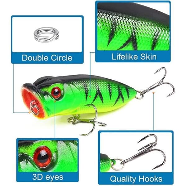 Fiskedrag - ZGEER - Bionic - 5 delar - Extra vassa krokar - Realistiska 3D-ögon