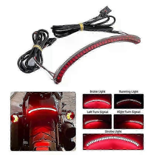 LED Baglygte til Harley Softail Fat Bob 2018+ Rød ABS Plast Bremselys Blinklys Skærmlampe Light