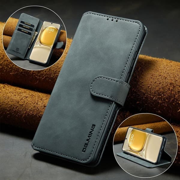 (Huawei P30 Prolle) DG.MING Retro nahkainen puhelinkotelo korttipaikalla grå