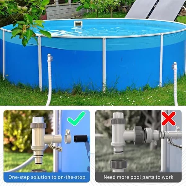 Poolunderhållsventil - Ej specificerad - 32/38 mm slangkoppling - 2 delar - Enkel installation