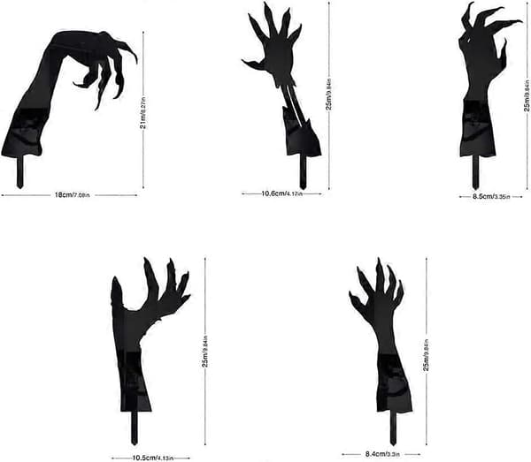 Halloween Zombie Arm Stakes (1 sæt (5 stk.), sort) Dark Gray