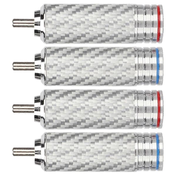 4 stk. RCA-lydstik forkromet svejse-phono RCA-hanstik til 8 mm tråddiameter højttalerudstyr