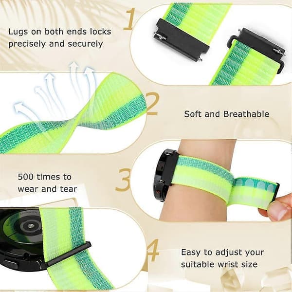 22 mm Nylon Sport Hurtigutløserrem, Chartreuse