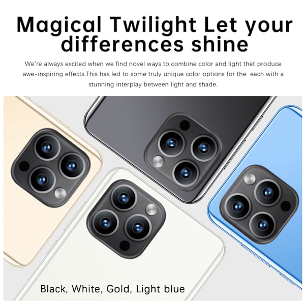 IP13 Pro 4,66 tommer HD-skærm Mobiltelefon Dual SIM Dual Standby Ultratynd Smartphone med Ansigtsgenkendelse RAM 2GB ROM 32GB Sort
