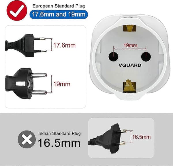 Europæisk til adapter, 1-pak stikadapter EU til stikadapter 2-benet stikadapter til 3-benet - Hvid