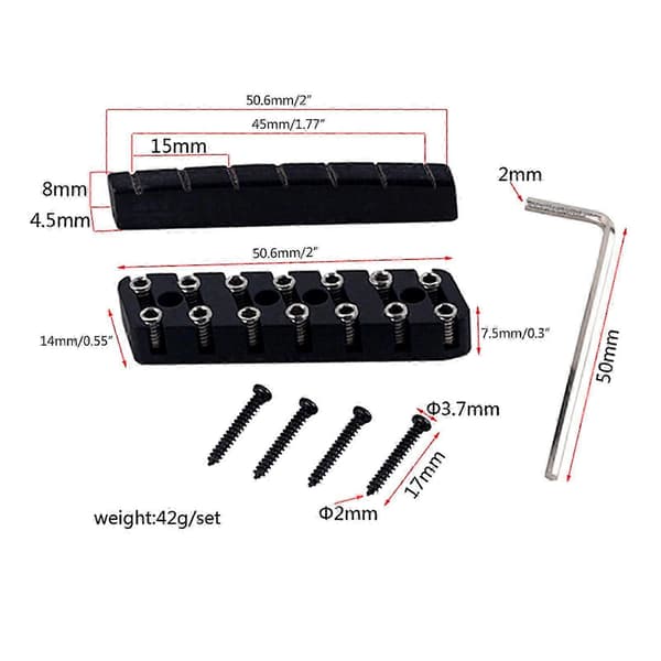 Gitarrlås Sadel Gitarrdelar Med Skiftnyckel Används Med Tremolo Toppmonterad Design Instrumenttillbehör Svart 6 string