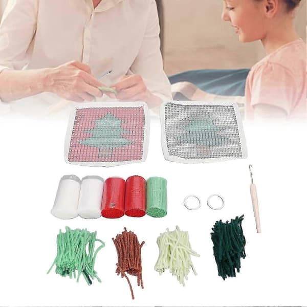 Gör-det-själv Latch Hook Kit Julgransmönster Mjuk Polyester Koppmatta Heminredning